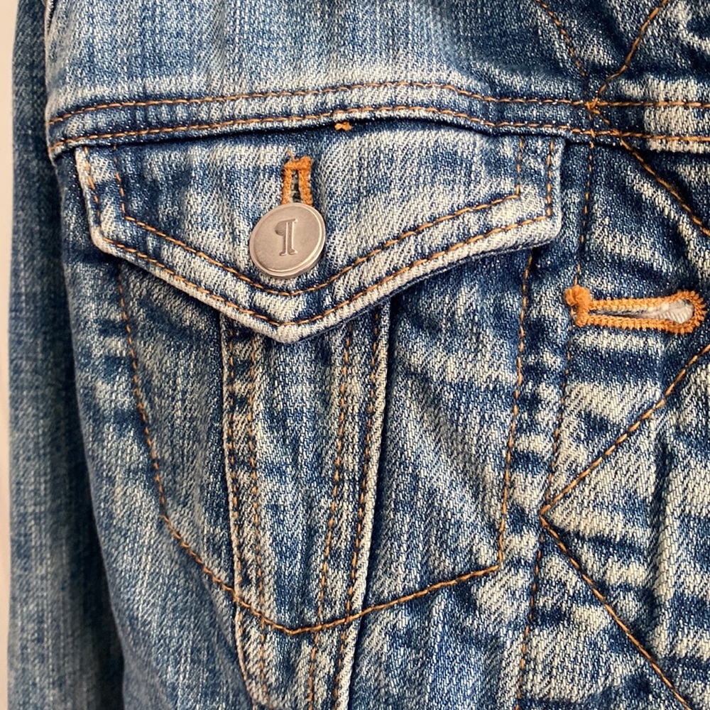 Anthropologie Pilcro Letterpress Crop Denim Classic Jean Jacket XS Extra Small - Picture 3 of 7